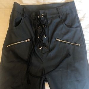 Fashion Nova hem split leather pants